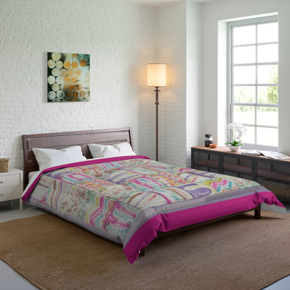Comforter: "Psychedelic Calendar Seeped(tm)" - Four Sizes - Dark Pink