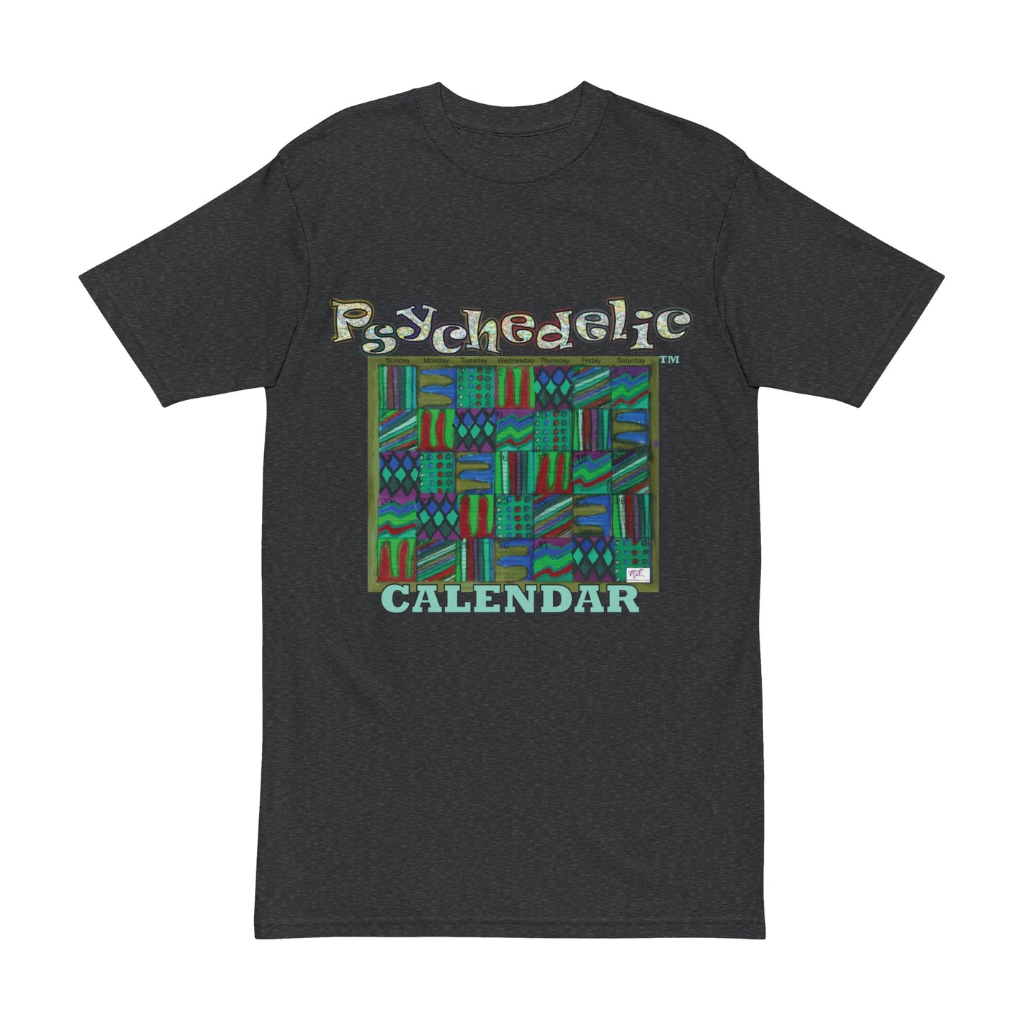 Men's Heavyweight Tee: "Psychedelic Calendar Chilled(tm)" - Five Colors