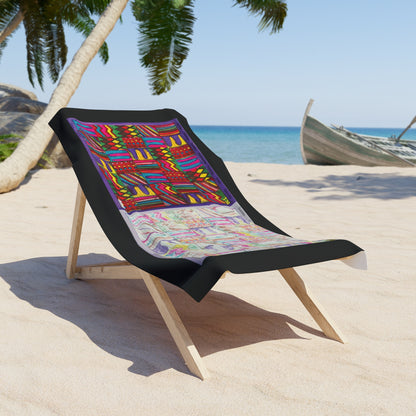 Beach Towel:  "Psychedelic Calendar Vibrant and Seeped(tm)" - Black