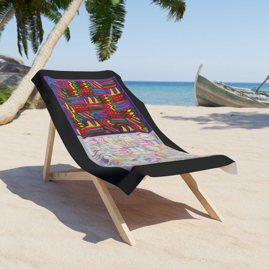 Beach Towel:  "Psychedelic Calendar Vibrant and Seeped(tm)" - Black