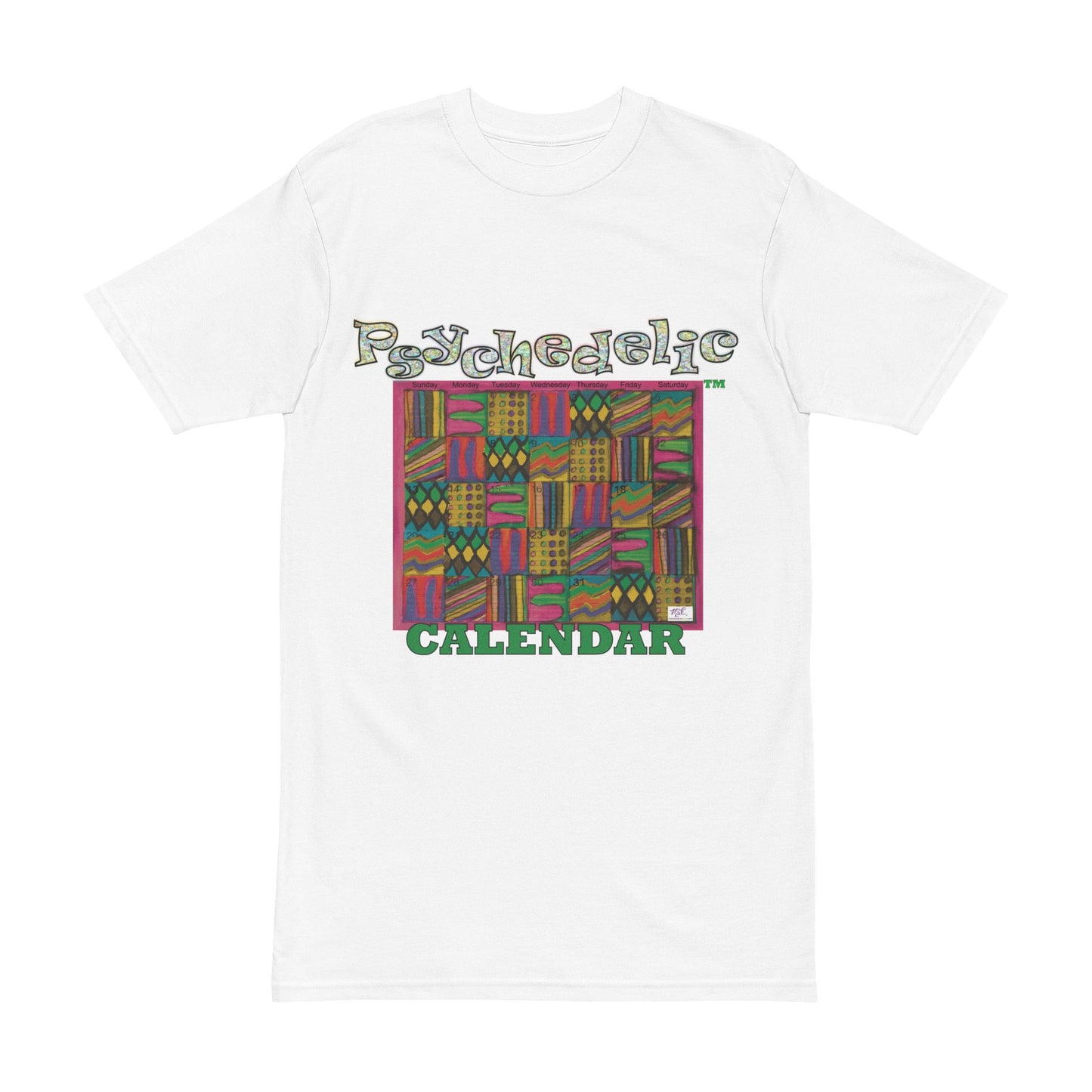 Men's Heavyweight Tee: "Psychedelic Calendar Garden(tm)" - Four Colors