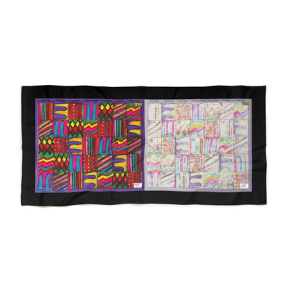 Beach Towel:  "Psychedelic Calendar Vibrant and Seeped(tm)" - Black