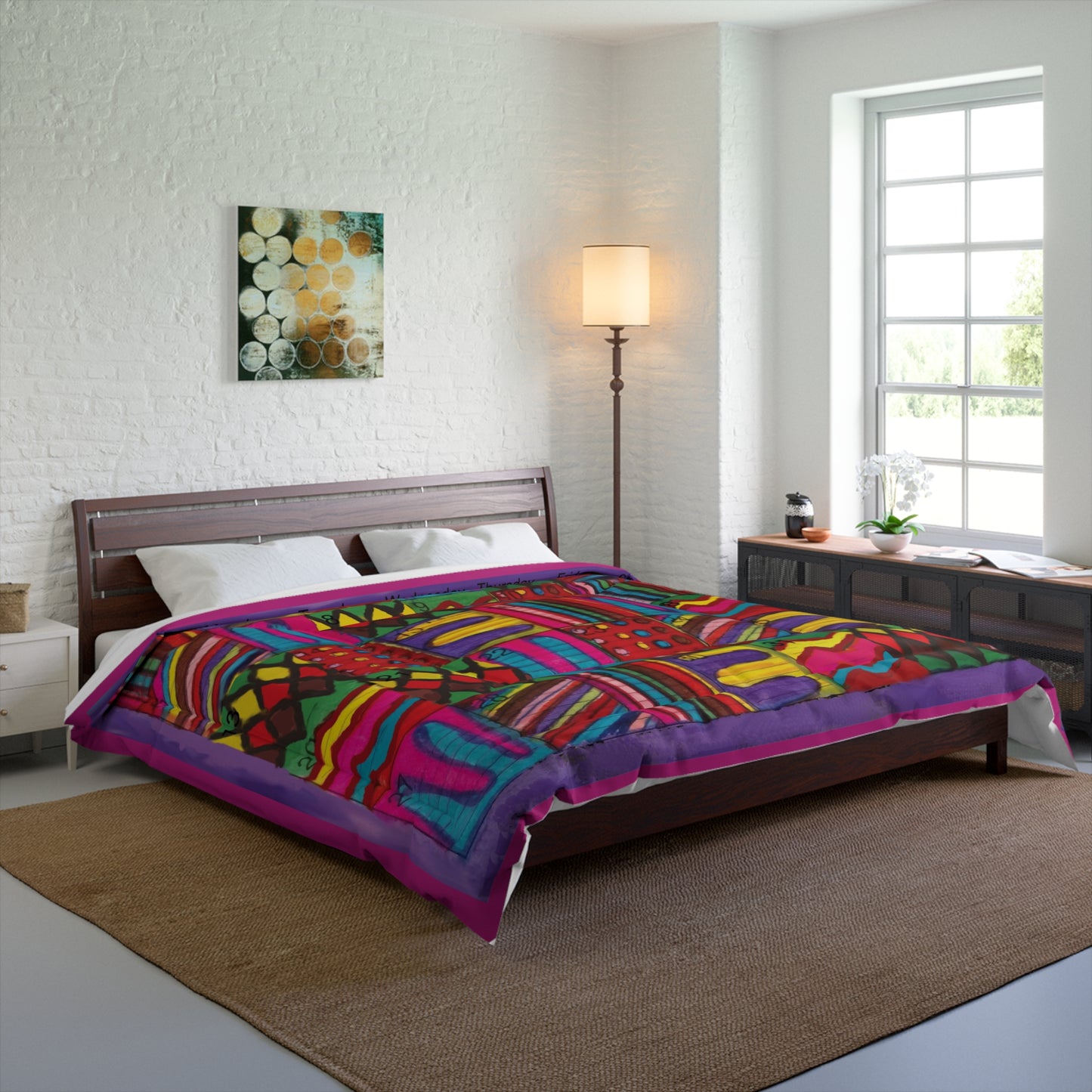Comforter: "Psychedelic Calendar Vibrant(tm)" - Four Sizes - Dark Pink