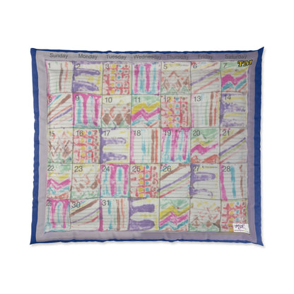 Comforter: "Psychedelic Calendar Seeped(tm)" - Four Sizes - Dark Blue
