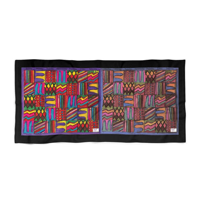 Beach Towel:  "Psychedelic Calendar(tm)" - Vibrant and Muted - Black Background