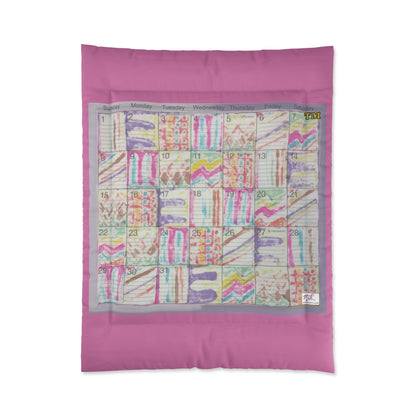 Comforter: "Psychedelic Calendar Seeped(tm)"- Four Sizes - Pink