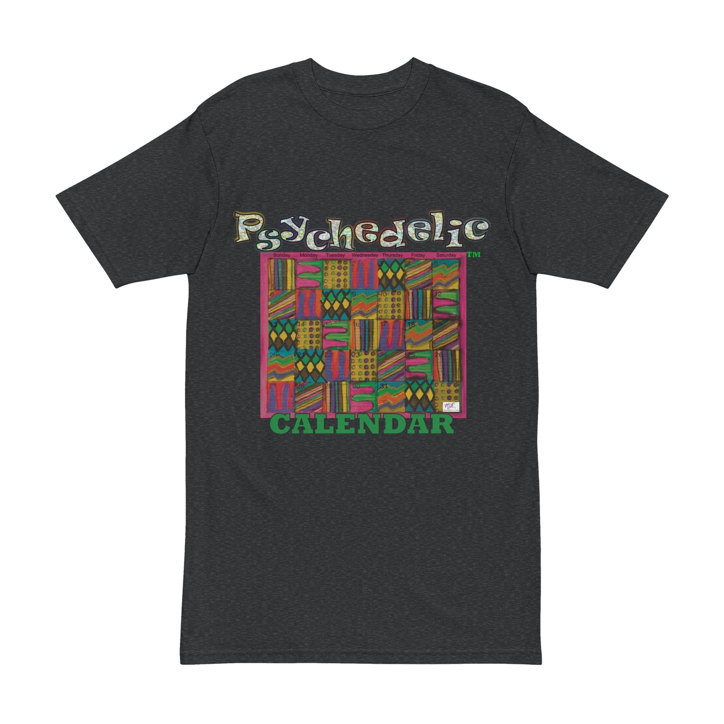 Men's Heavyweight Tee: "Psychedelic Calendar Garden(tm)" - Four Colors