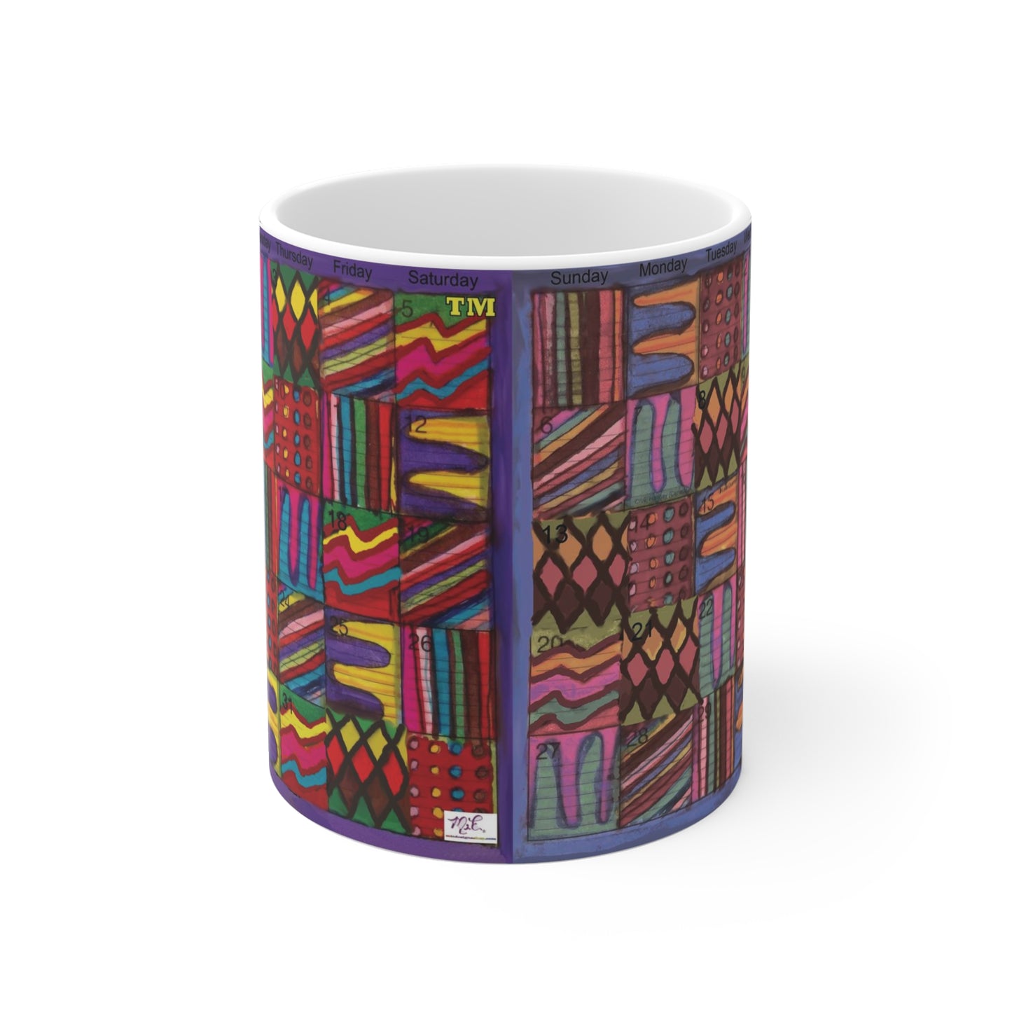 Mug 11oz:  "Psychedelic Calendar(tm)" - Vibrant/Muted