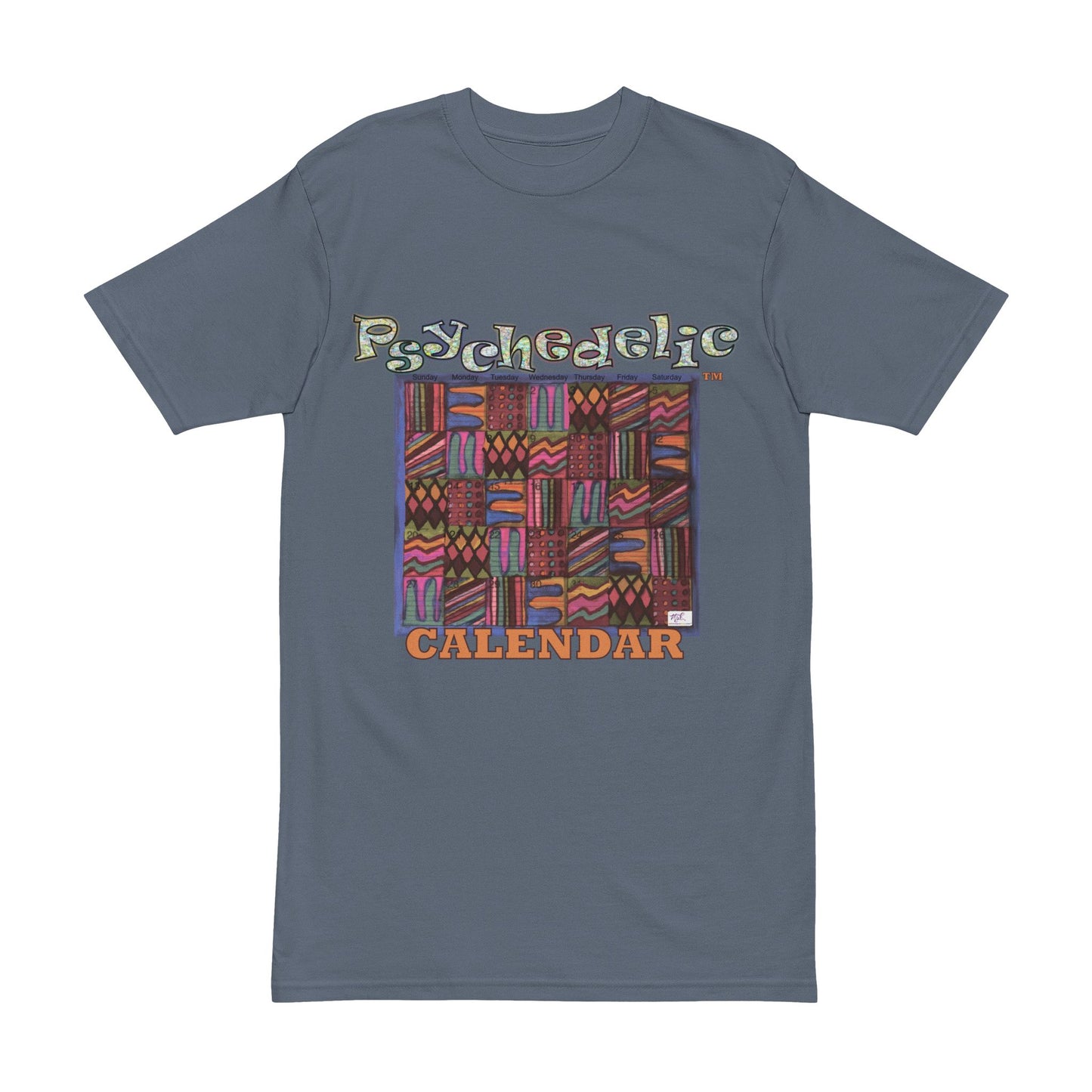 Men's Heavyweight Tee: "Psychedelic Calendar Muted(tm)" - Five Colors