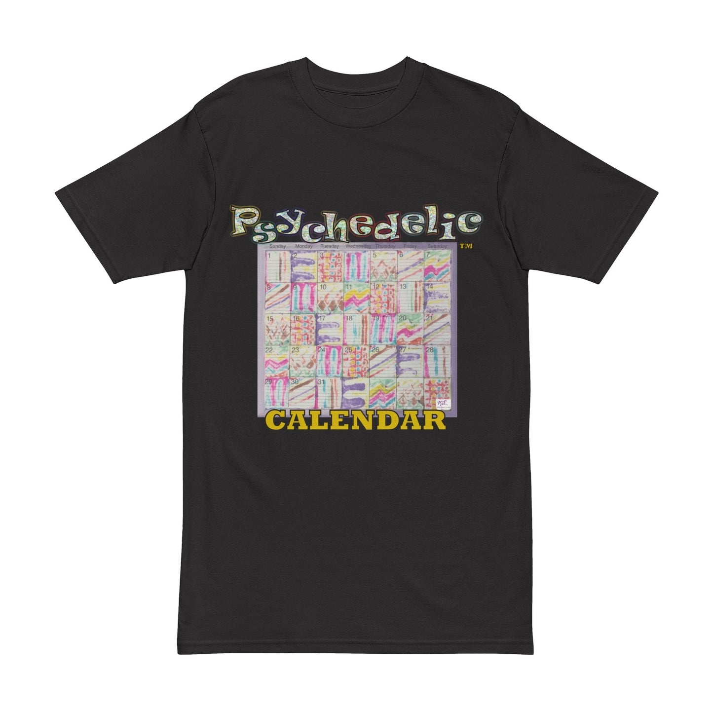 Men's Heavyweight Tee: "Psychedelic Calendar Seeped(tm)" - Five Colors