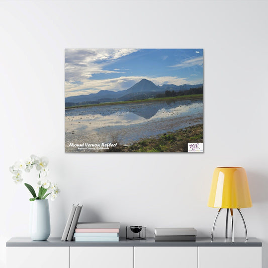 Canvas Gallery Wraps: "Mount Vernon Reflect(tm)" - MiE Designs Shop miedesignsshop.com Mirrored in puddle, Mt Vernon in Sutter Co., CA. 40x30 inch