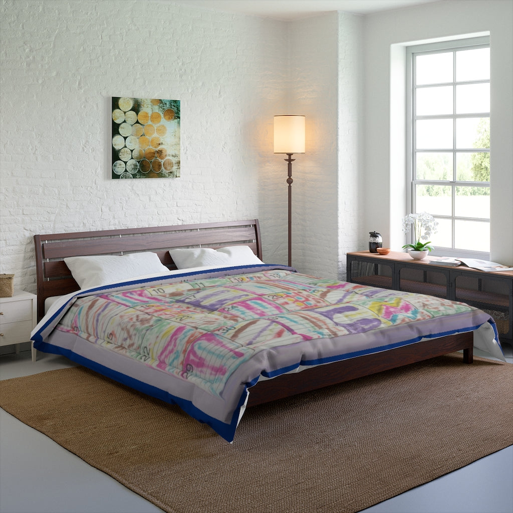 Comforter: "Psychedelic Calendar Seeped(tm)" - Four Sizes - Dark Blue