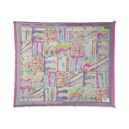 Comforter: "Psychedelic Calendar Seeped(tm)"- Four Sizes - Pink