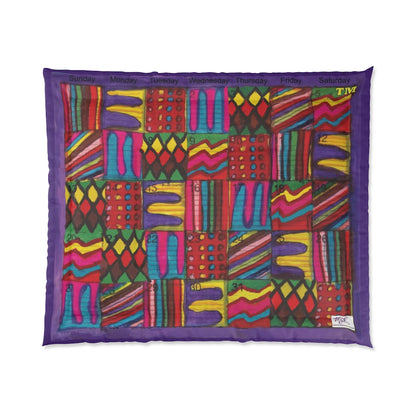 Comforter: "Psychedelic Calendar Vibrant(tm)" - Four Sizes - Purple