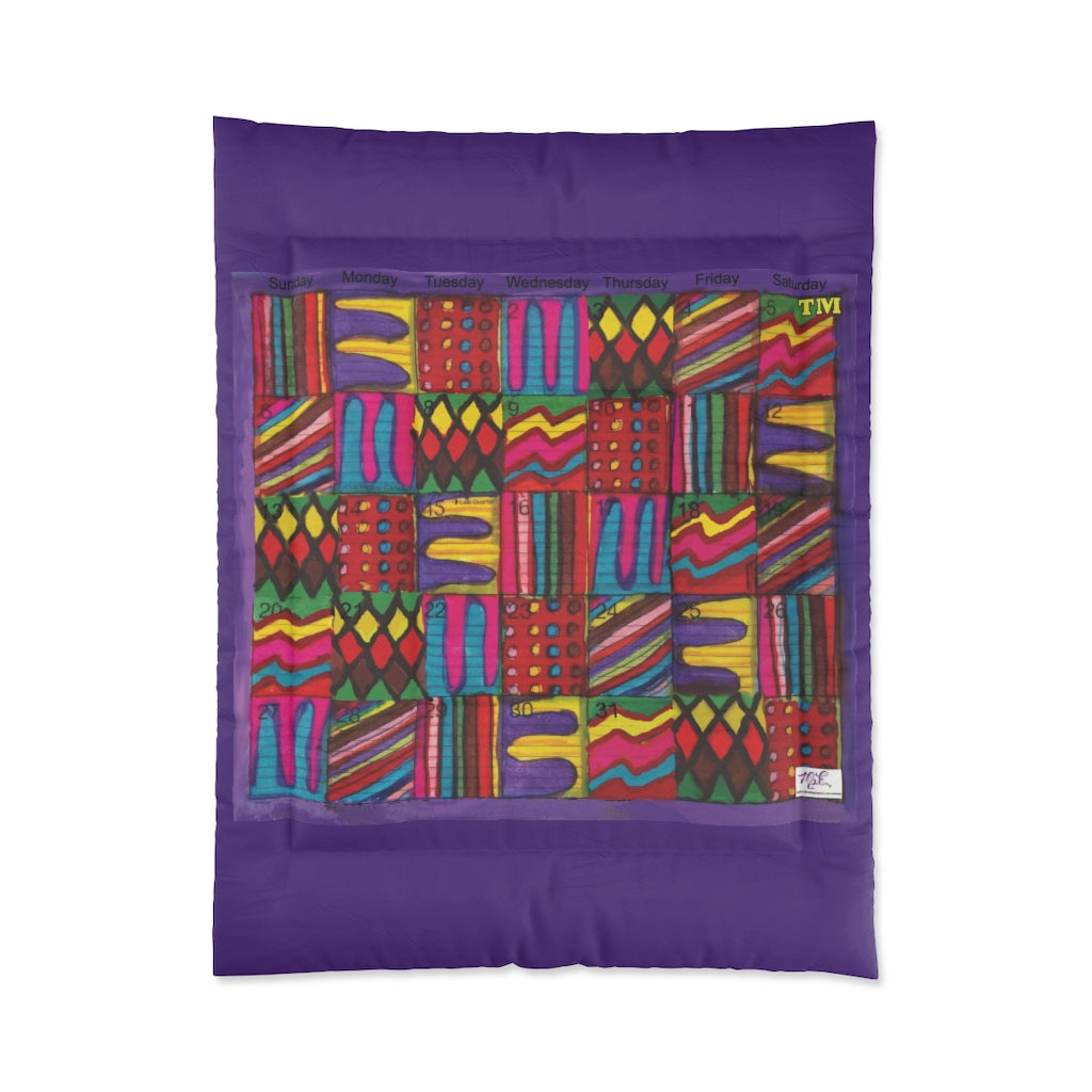 Comforter: "Psychedelic Calendar Vibrant(tm)" - Four Sizes - Purple