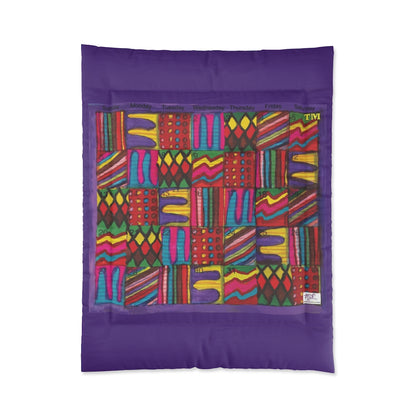 Comforter: "Psychedelic Calendar Vibrant(tm)" - Four Sizes - Purple