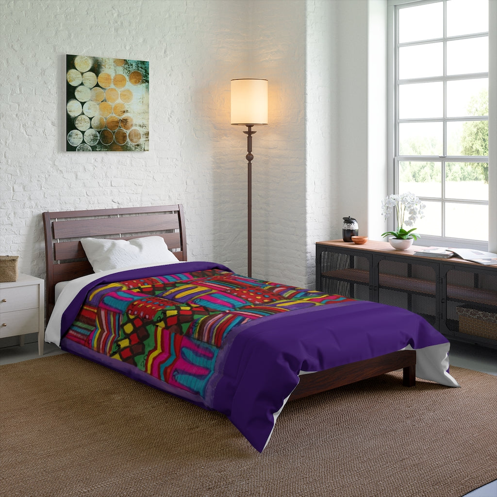 Comforter: "Psychedelic Calendar Vibrant(tm)" - Four Sizes - Purple