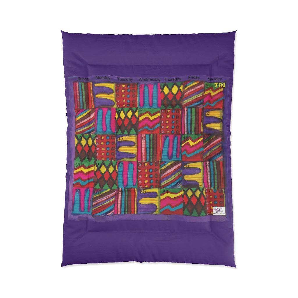 Comforter: "Psychedelic Calendar Vibrant(tm)" - Four Sizes - Purple
