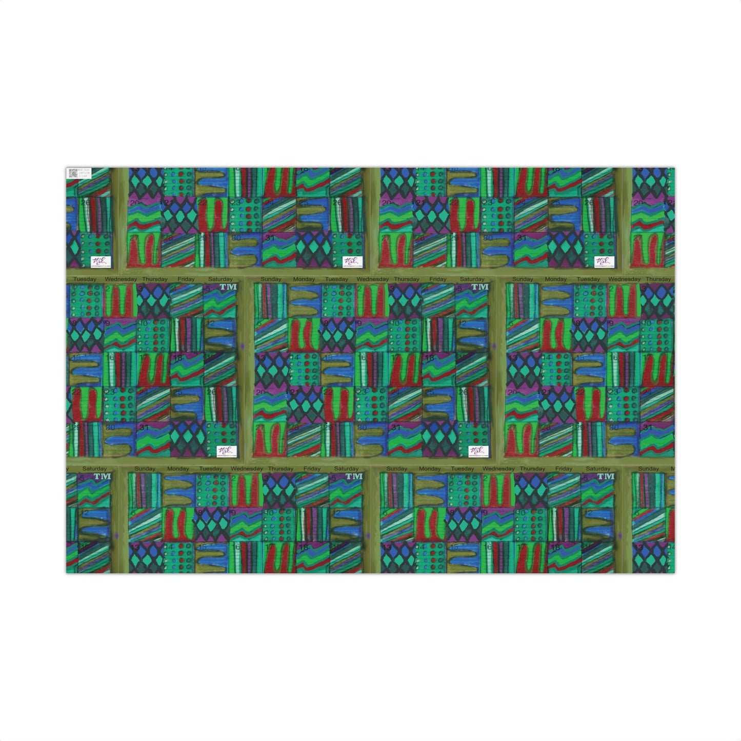 Gift Wrap Papers - "Psychedelic Calendar Chilled(tm)" - Medium Square - Three Sizes