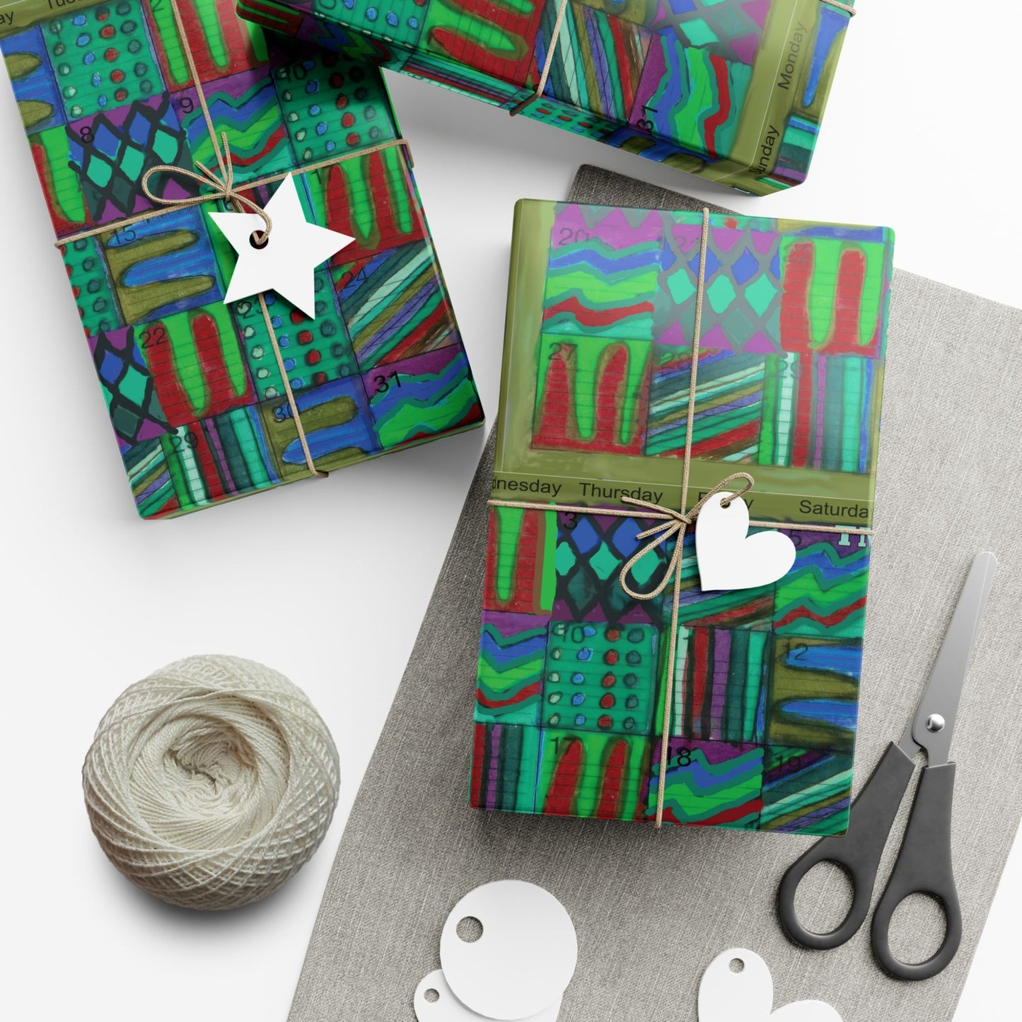 Gift Wrap Papers - "Psychedelic Calendar Chilled(tm)" - Medium Square - Three Sizes
