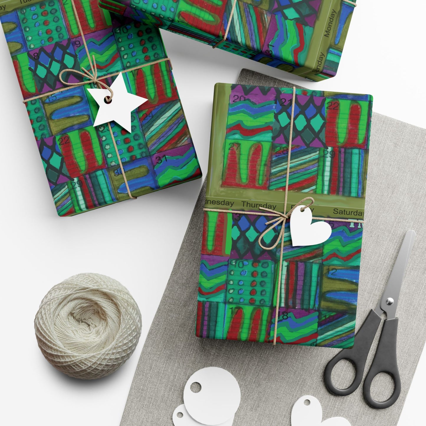 Gift Wrap Papers - "Psychedelic Calendar Chilled(tm)" - Medium Square - Three Sizes