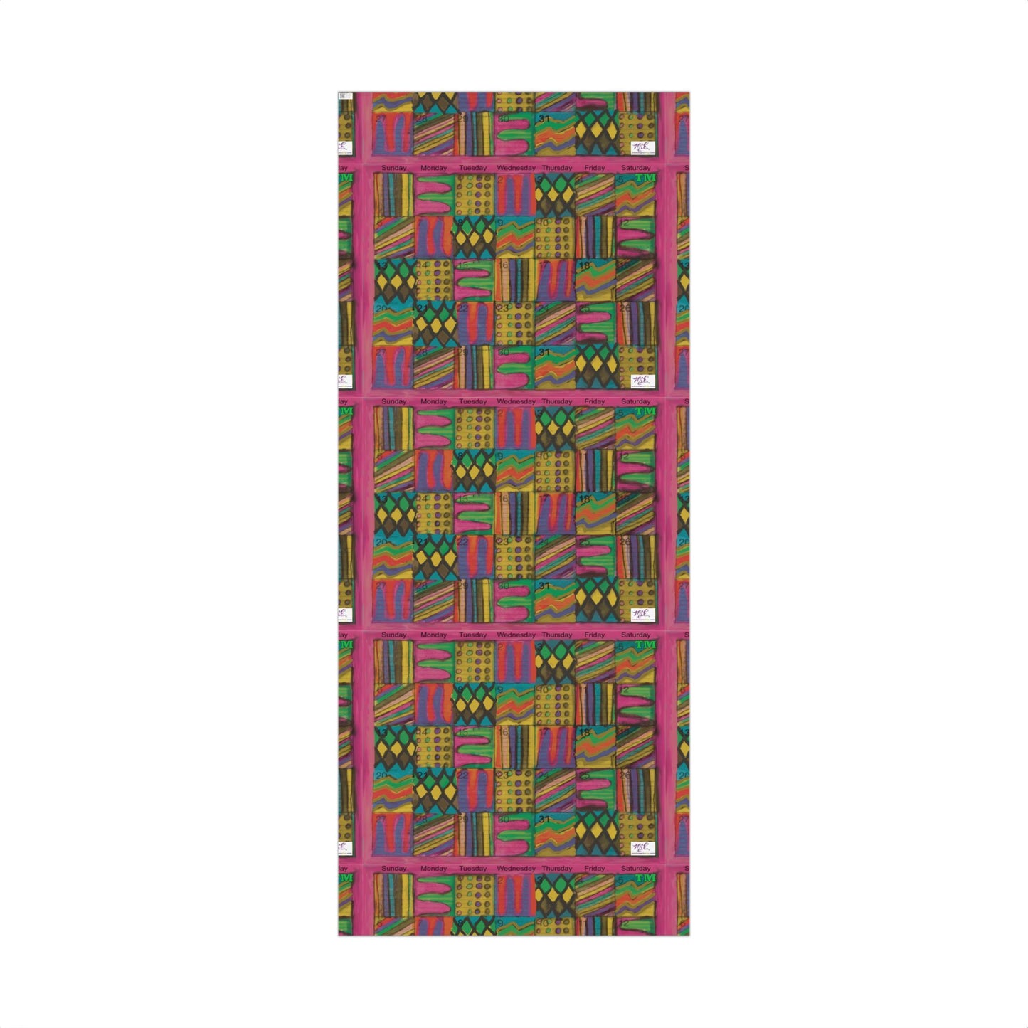 Gift Wrap Papers - "Psychedelic Calendar Garden(tm)" - Large Square - Three Sizes