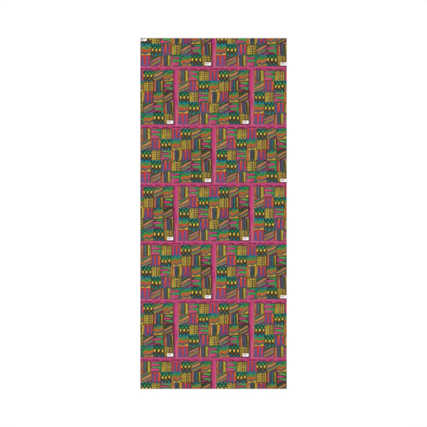 Gift Wrap Papers - "Psychedelic Calendar Garden(tm)" - Medium Square - Three Sizes