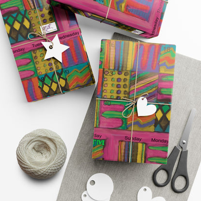 Gift Wrap Papers - "Psychedelic Calendar Garden(tm)" - Medium Square - Three Sizes