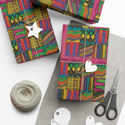 Gift Wrap Papers - "Psychedelic Calendar Garden(tm)" - Medium Square - Three Sizes