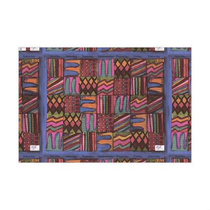 Gift Wrap Papers - "Psychedelic Calendar Muted(tm)" - Large Square - Three Sizes