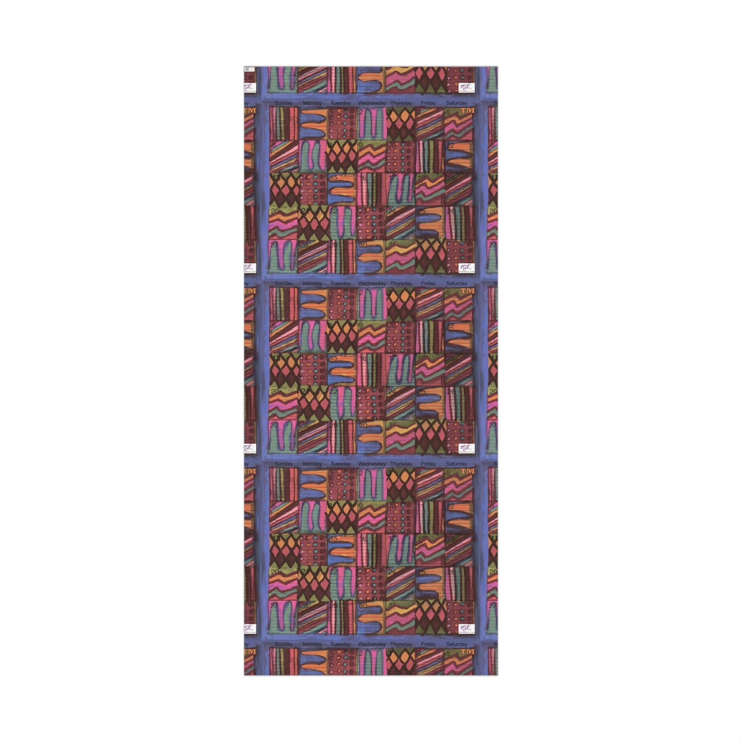 Gift Wrap Papers - "Psychedelic Calendar Muted(tm)" - Large Square - Three Sizes