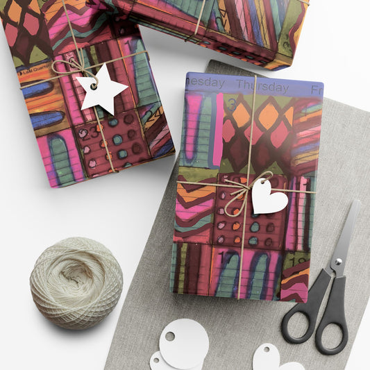 Gift Wrap Papers - "Psychedelic Calendar Muted(tm)" - Large Square - Three Sizes