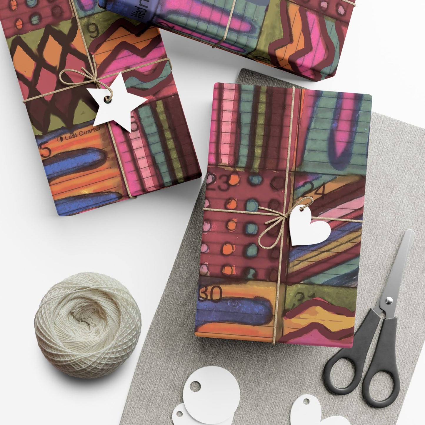 Gift Wrap Papers - "Psychedelic Calendar Muted(tm)" - Large Square - Three Sizes