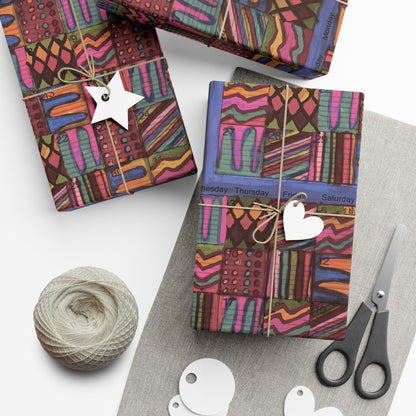 Gift Wrap Papers - "Psychedelic Calendar Muted(tm)" - Medium Square - Three Sizes