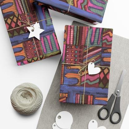 Gift Wrap Papers - "Psychedelic Calendar Muted(tm)" - Medium Square - Three Sizes