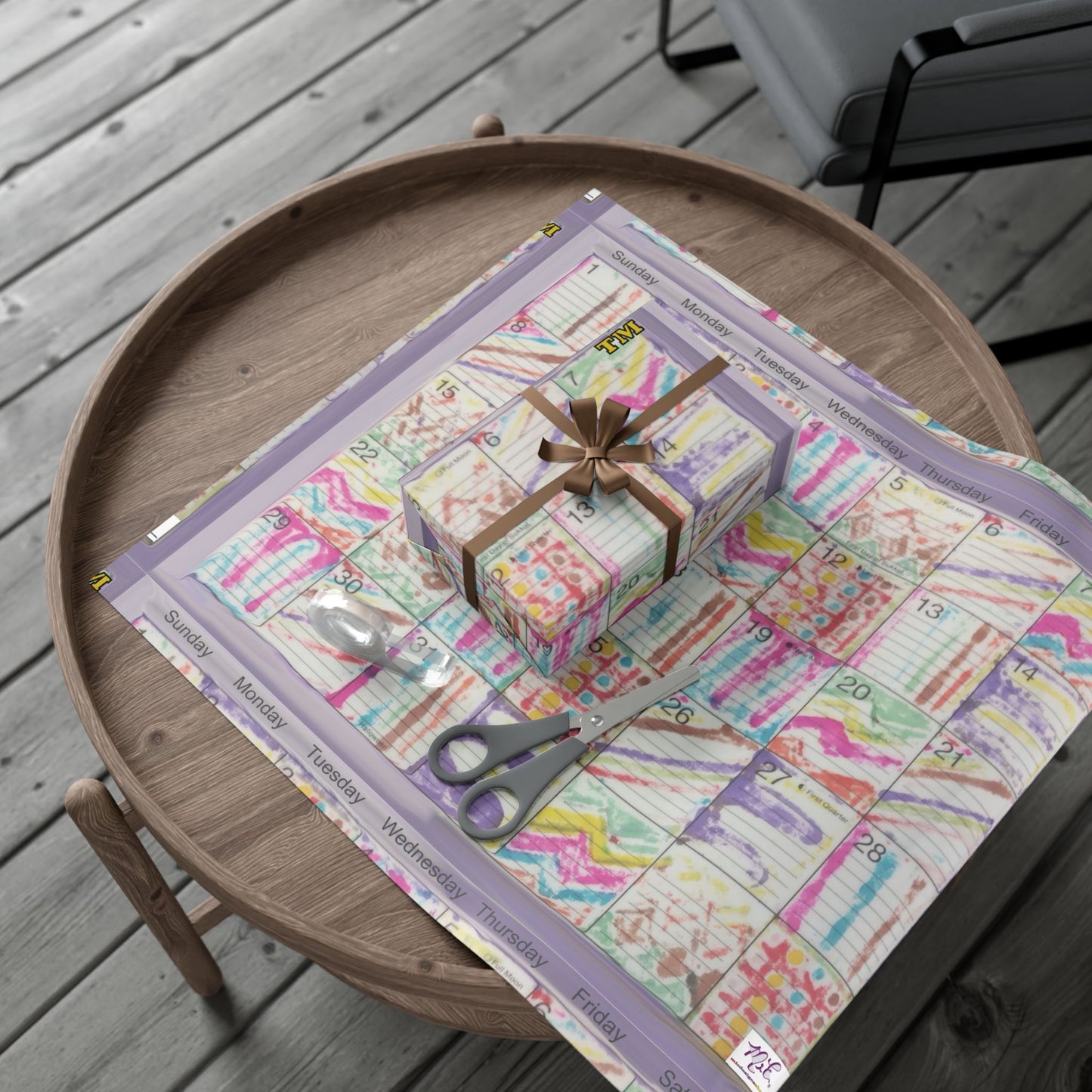 Gift Wrap Papers - "Psychedelic Calendar Seeped(tm)" - Large Square - Three Sizes