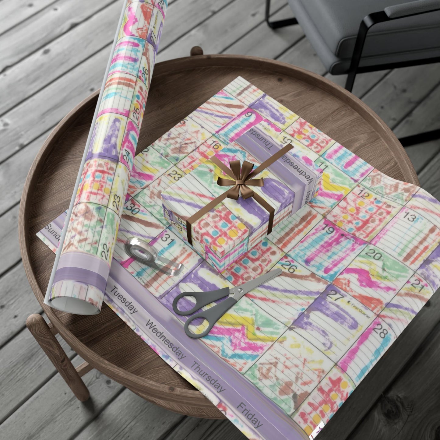 Gift Wrap Papers - "Psychedelic Calendar Seeped(tm)" - Large Square - Three Sizes