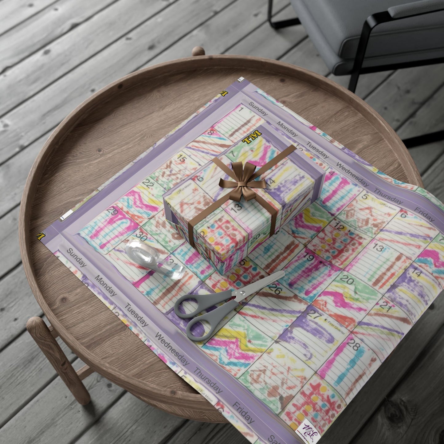 Gift Wrap Papers - "Psychedelic Calendar Seeped(tm)" - Large Square - Three Sizes