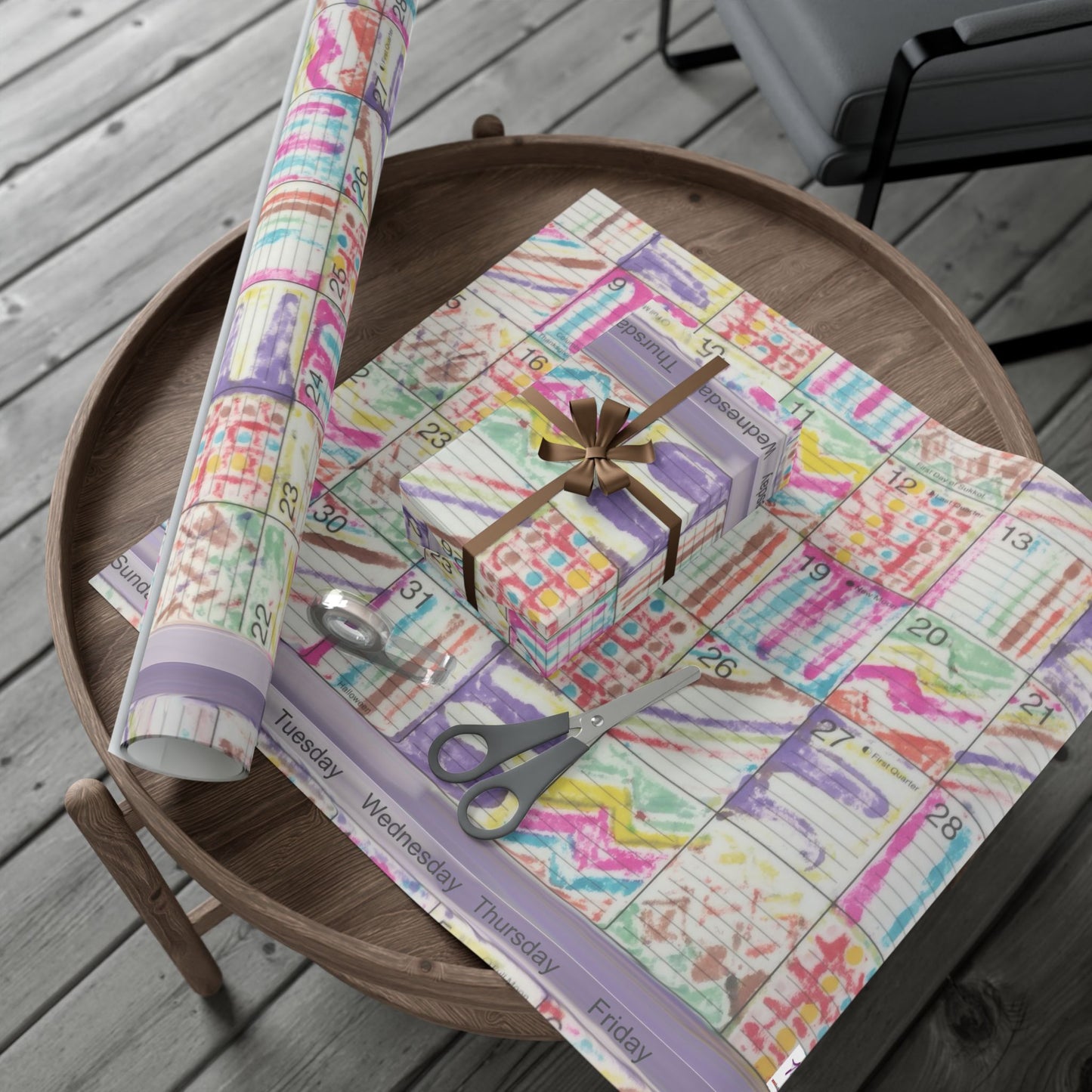 Gift Wrap Papers - "Psychedelic Calendar Seeped(tm)" - Large Square - Three Sizes