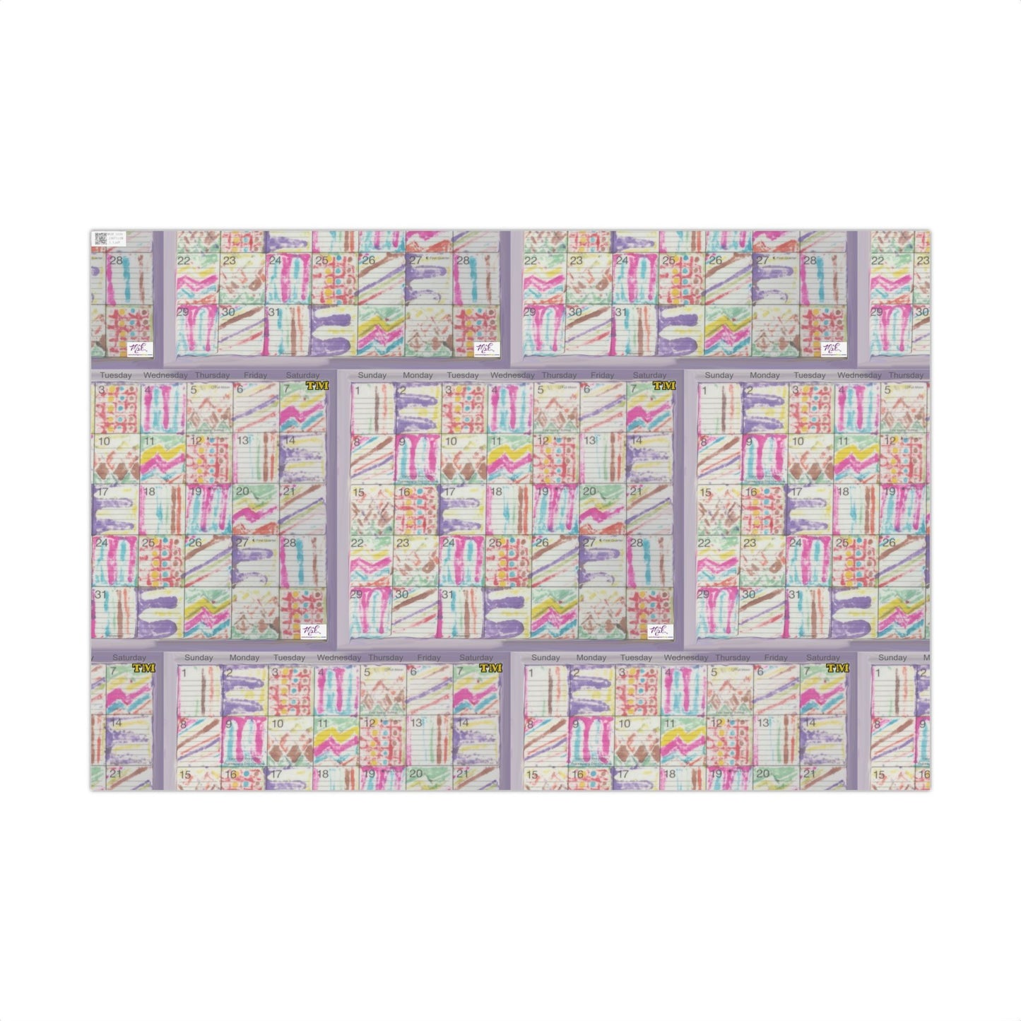 Gift Wrap Papers - "Psychedelic Calendar Seeped(tm)" - Medium Square - Three Sizes