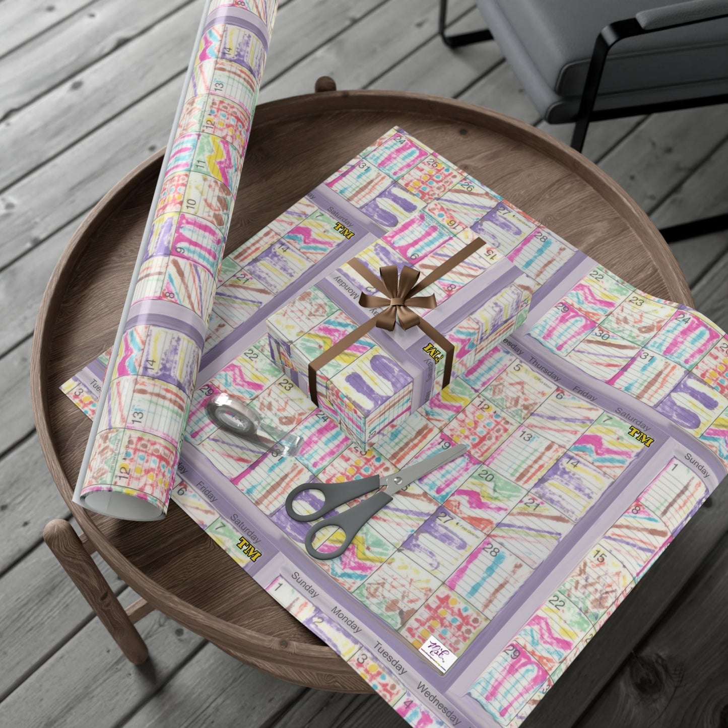 Gift Wrap Papers - "Psychedelic Calendar Seeped(tm)" - Medium Square - Three Sizes