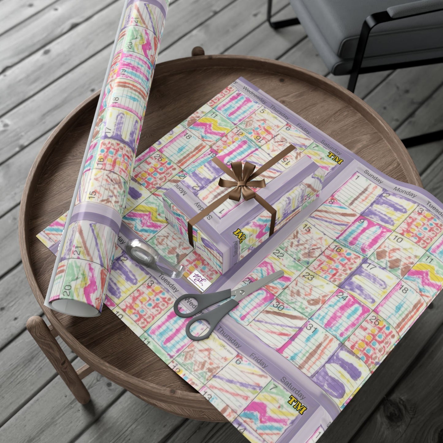 Gift Wrap Papers - "Psychedelic Calendar Seeped(tm)" - Medium Square - Three Sizes