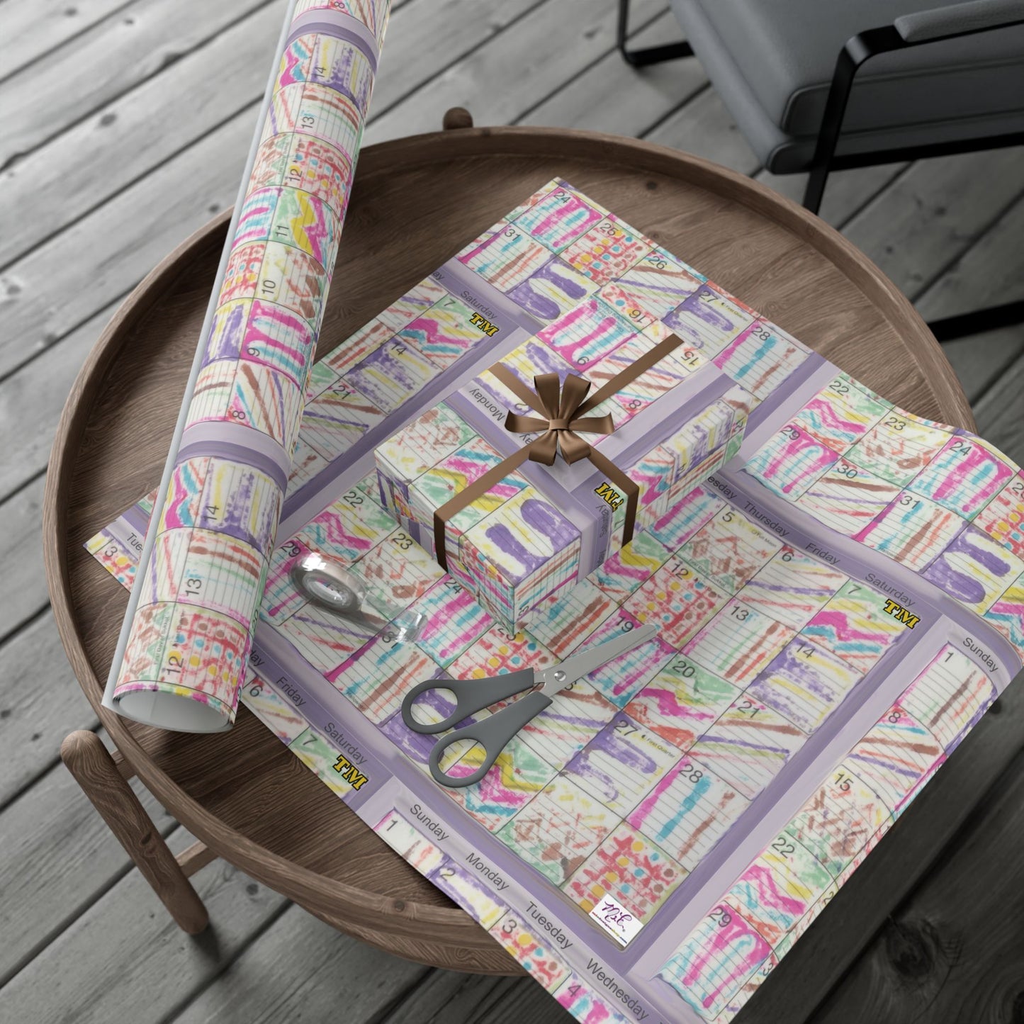 Gift Wrap Papers - "Psychedelic Calendar Seeped(tm)" - Medium Square - Three Sizes