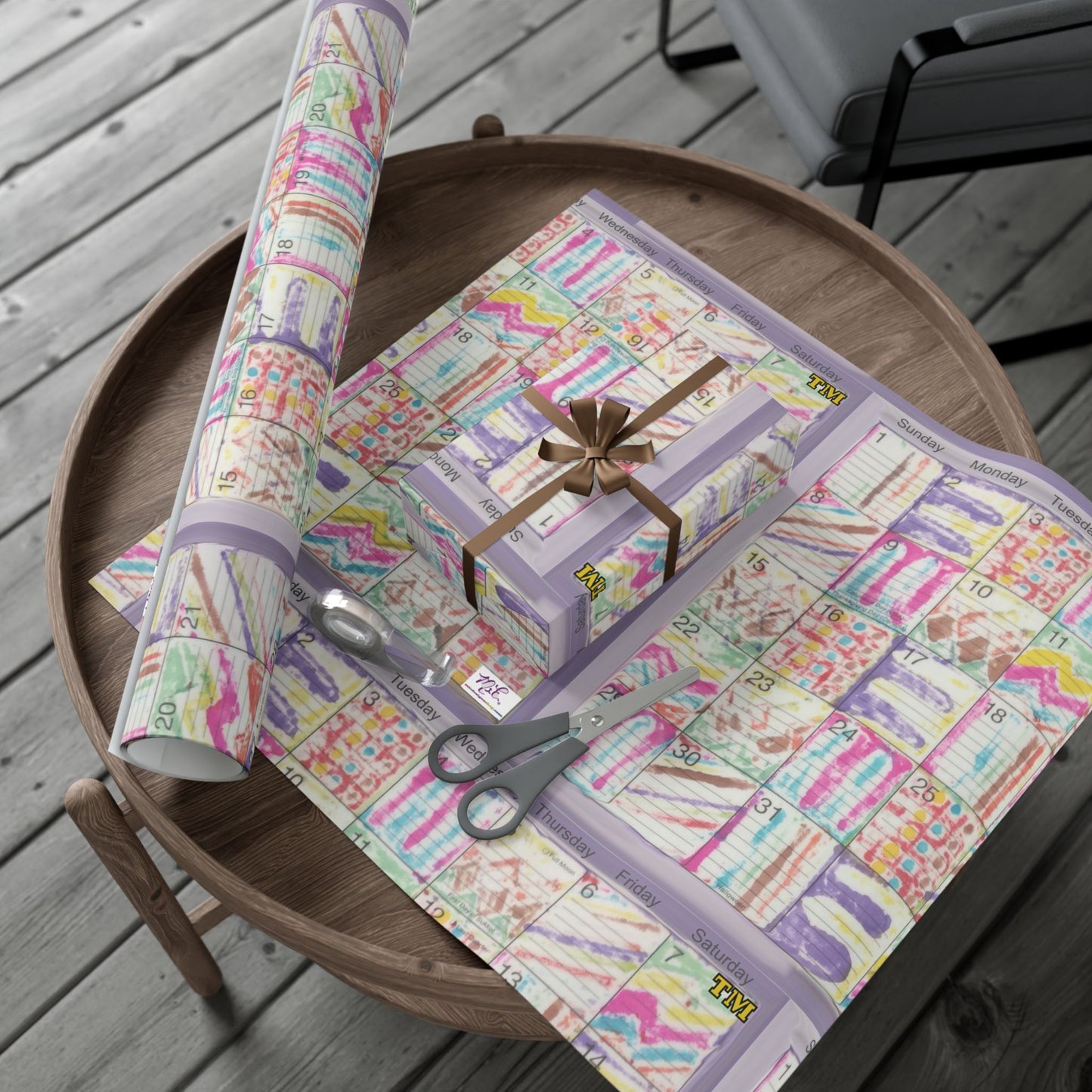 Gift Wrap Papers - "Psychedelic Calendar Seeped(tm)" - Medium Square - Three Sizes