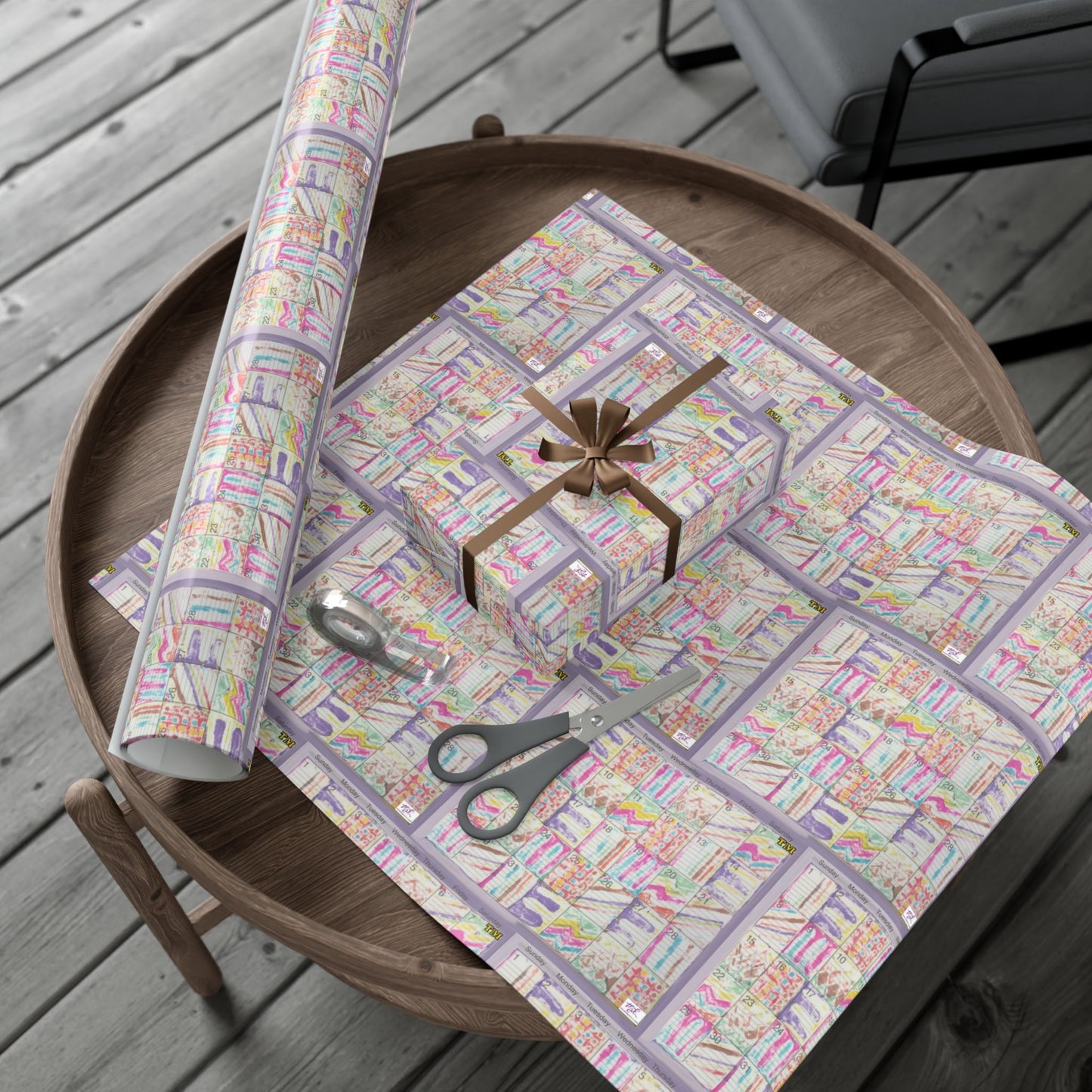 Gift Wrap Papers - "Psychedelic Calendar Seeped(tm)" - Small Square - Three Sizes