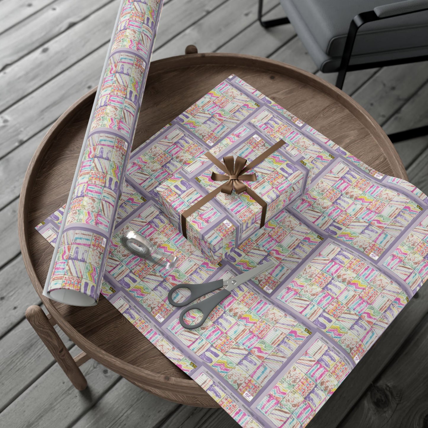 Gift Wrap Papers - "Psychedelic Calendar Seeped(tm)" - Small Square - Three Sizes