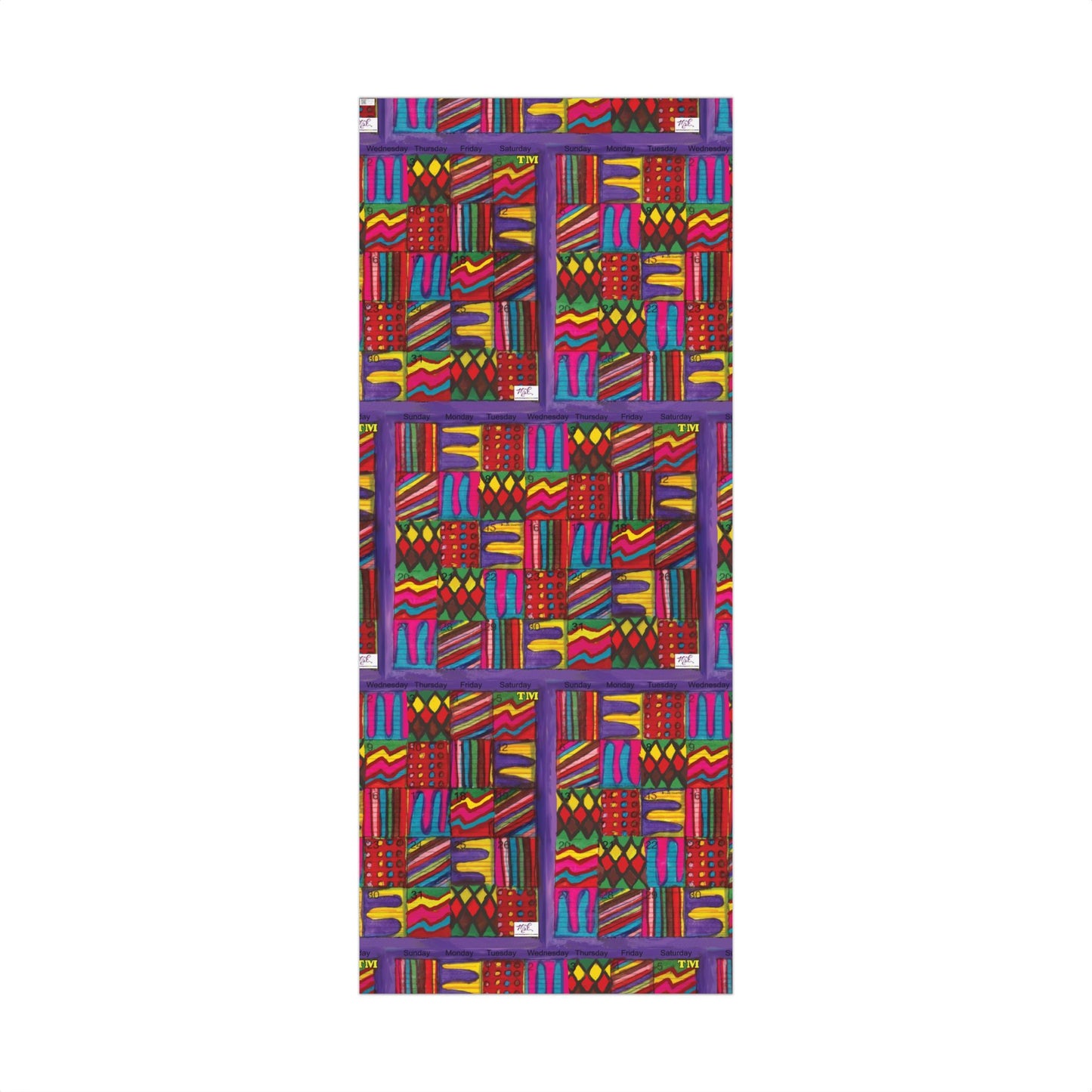 Gift Wrap Papers - "Psychedelic Calendar Vibrant(tm)" - Large Square - Three Sizes
