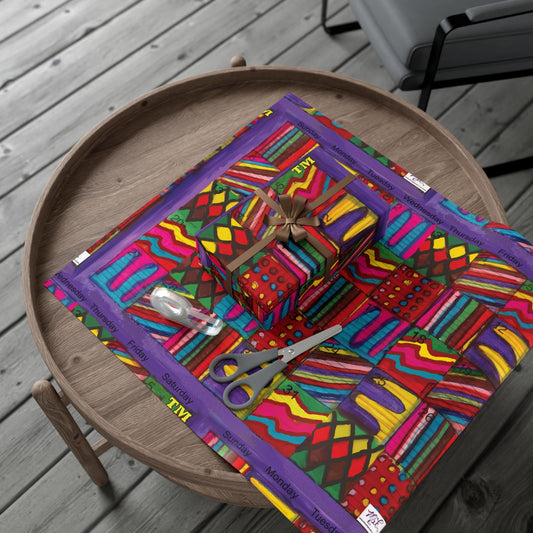 Gift Wrap Papers - "Psychedelic Calendar Vibrant(tm)" - Large Square - Three Sizes