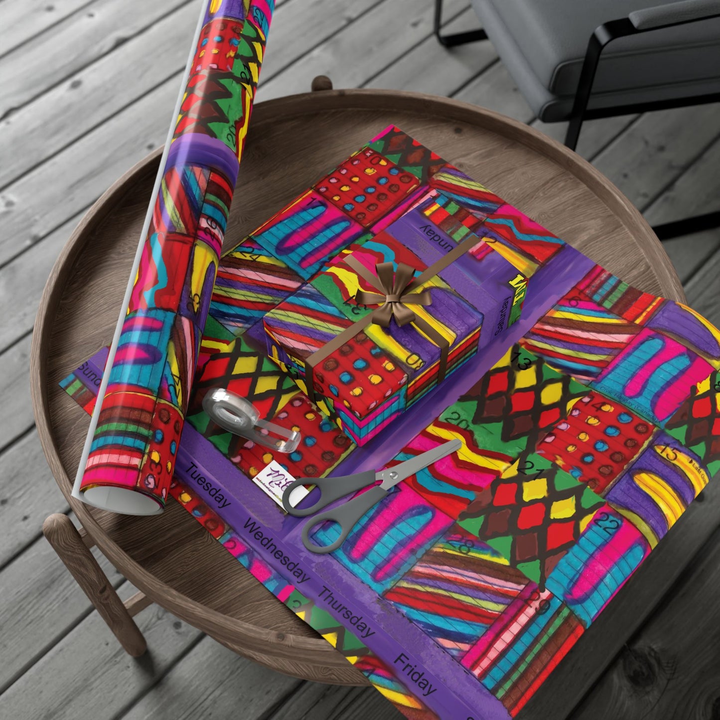 Gift Wrap Papers - "Psychedelic Calendar Vibrant(tm)" - Large Square - Three Sizes
