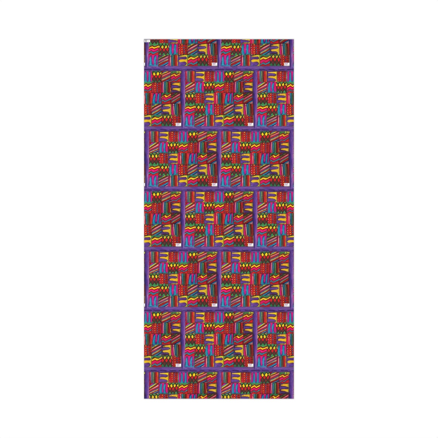 Gift Wrap Papers - "Psychedelic Calendar Vibrant(tm)" - Medium Square - Three Sizes